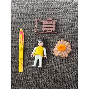 Vintage Playmobile Lot Includes Geobra Girl Figure Sled Campfire and 1 Ski